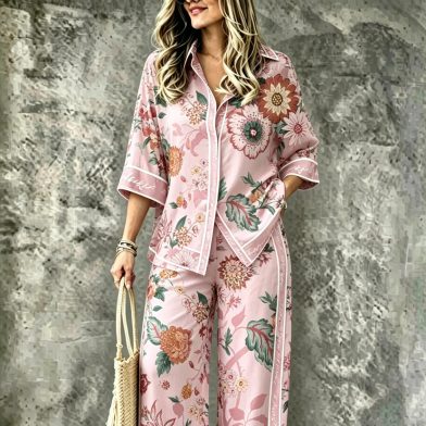 SpringSummer Digital-Print Shirt And Pants Set