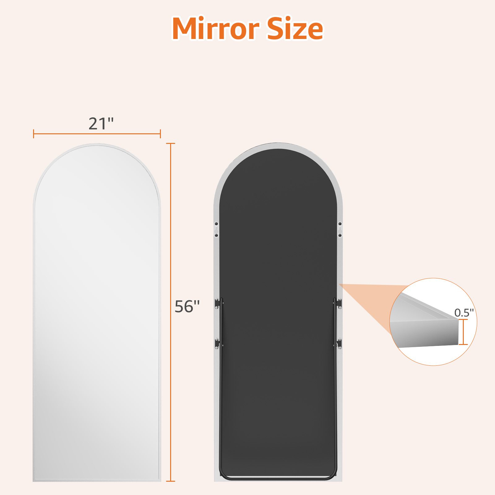 Arched Full Length Mirror, Full Body Standing Mirror, Hanging Or Leaning, For Home, Silver - Image 4
