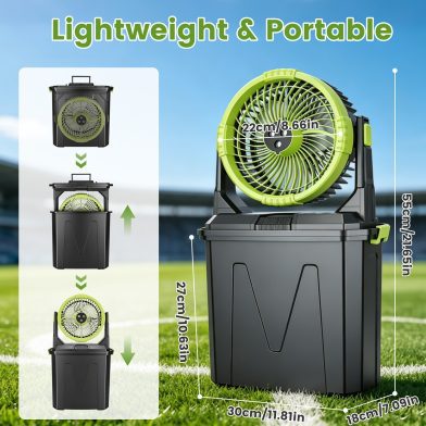1Pc 5 In 1 20000mAh 10L Bucket Portable Misting Fan Indoor Outdoor Rechargeable Camping Cooling Fan Work As Air Cooler Humidifier Power Bank & RGB Night Light With Remote Control