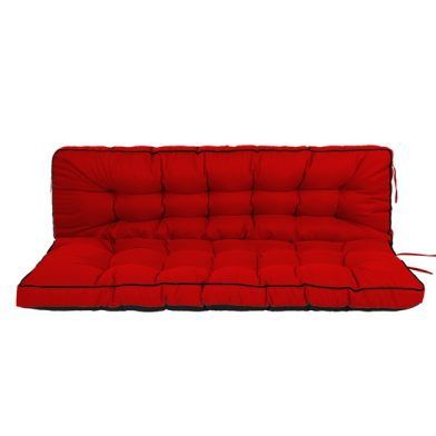 Outdoor Swing Cushions 55 Inch,Waterproof 4in Thick Porch Swing Cushion Replacement With Backrest And Ties,Comfortable 2-3 Seat Pation Swing Pad For Backyard,Garden,Lawn,Outdoor Furniture Red