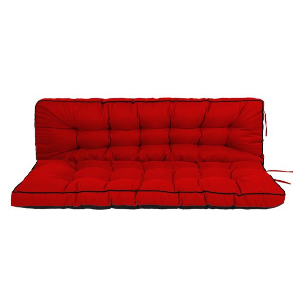 Outdoor Swing Cushions 55 Inch,Waterproof 4in Thick Porch Swing Cushion Replacement With Backrest And Ties,Comfortable 2-3 Seat Pation Swing Pad For Backyard,Garden,Lawn,Outdoor Furniture Red
