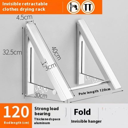 Non Perforated Space Aluminum Foldable Invisible Thick Drying Rack - Image 5