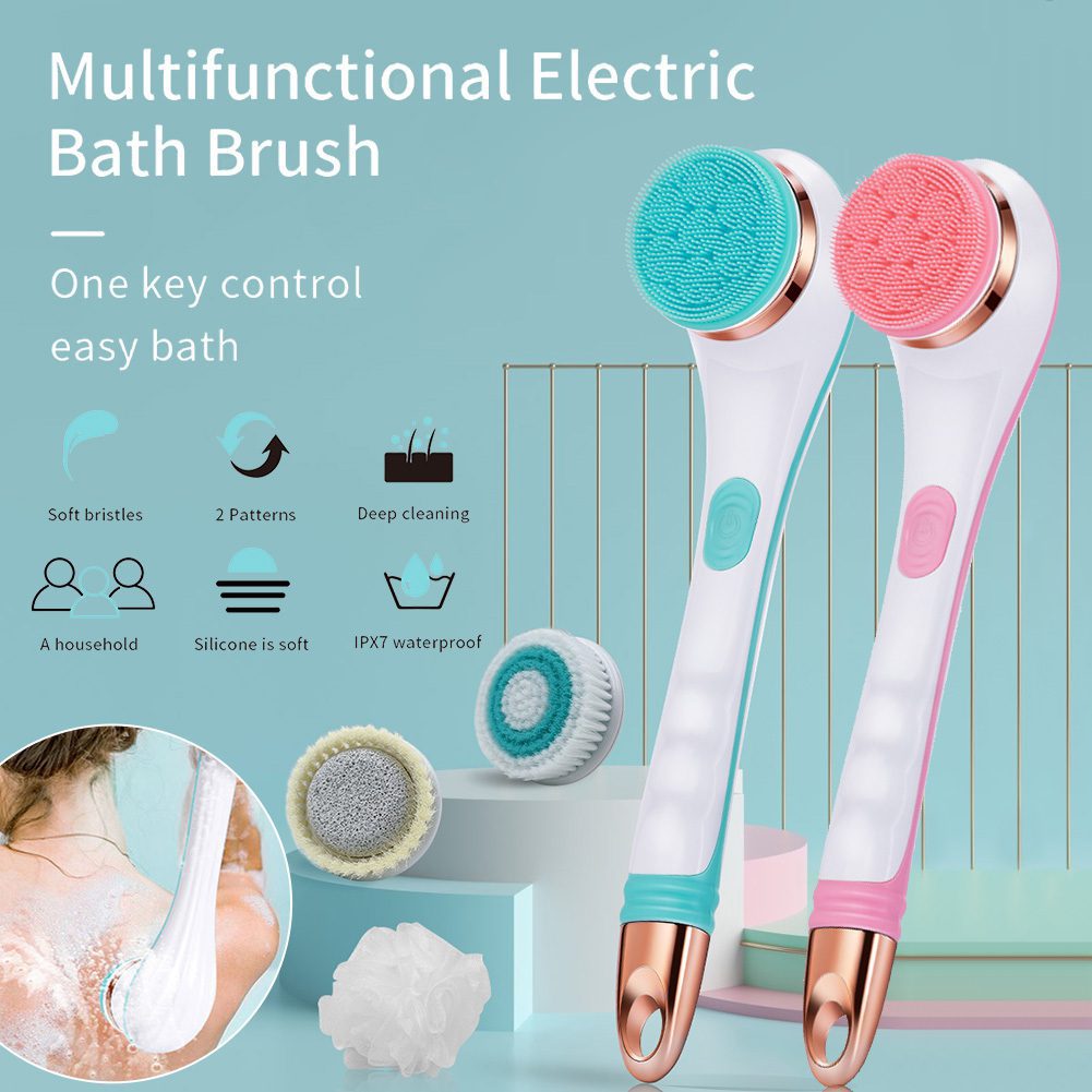Electric Bath Brush Silicone Back Scrubber USB Rechargeable 2 Speeds Rotating Shower Brush Spa Waterproof Body Cleaning Brush - Image 2