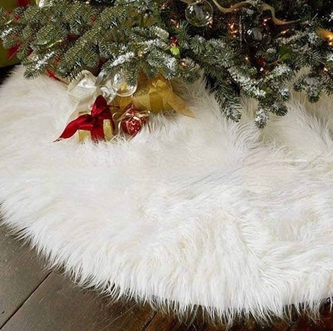 White Christmas Tree Skirt Plush Faux Fur Xmas Tree Carpet Merry Christmas Tree Decorations Ornament New Year Navidad Home Decor - Image 8