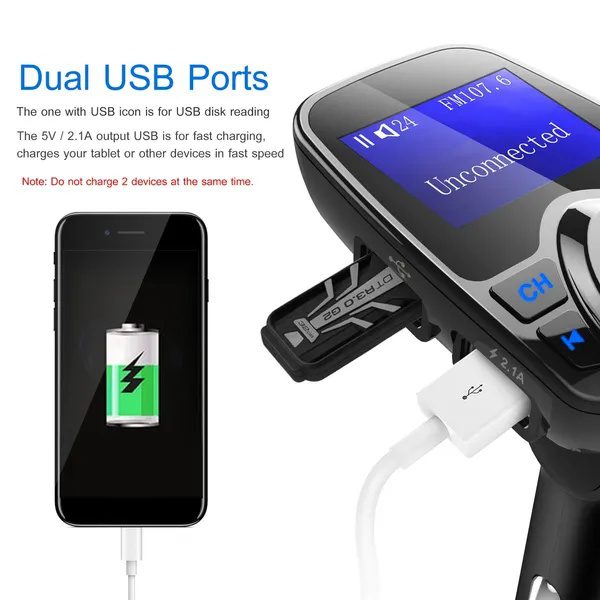 Car Wireless FM Transmitter MP3 Player Hand-Free Call USB Charger AUX Input - Image 3