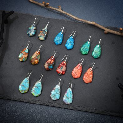 Triangular Rhombus-shaped Floral Earrings For Women