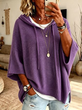 Womens Knitted New-Style Hooded Drawstring Sweater - Image 7