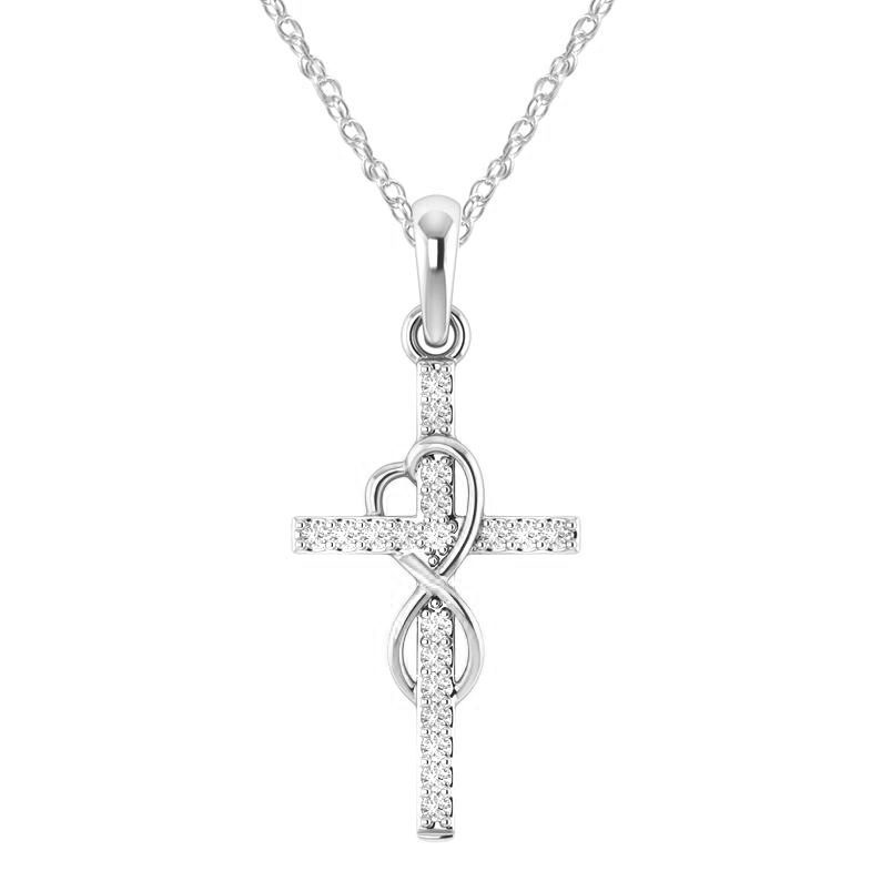 Alloy Pendant With Diamond And Eight-character Cross Necklace - Image 5