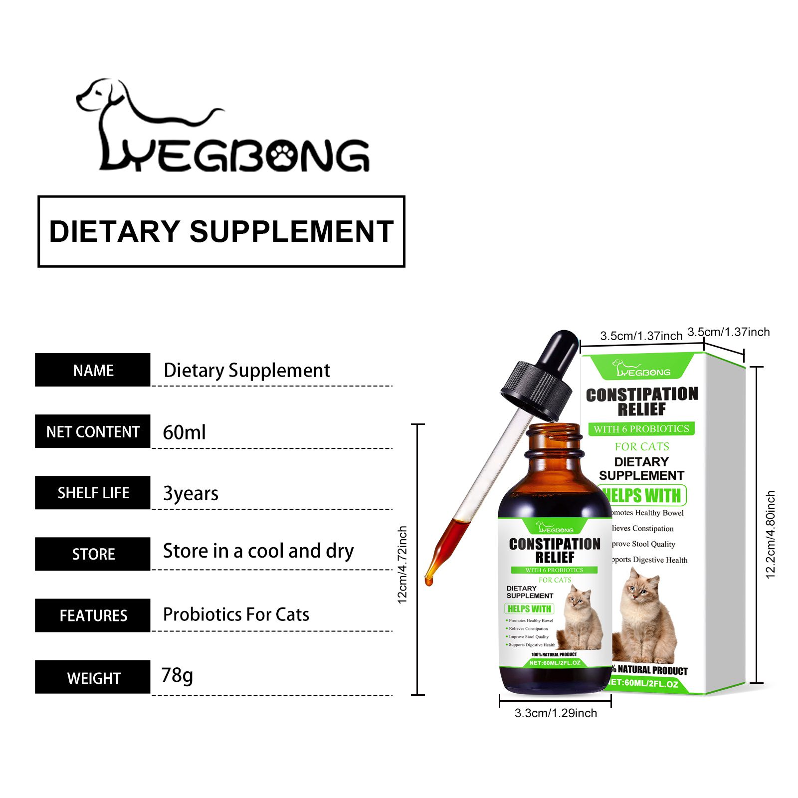 Cat Constipation Relief Probiotic Drops, Natural Digestive Support Supplement For Cats, Boost Nutrient Absorption & Appetite - Image 8