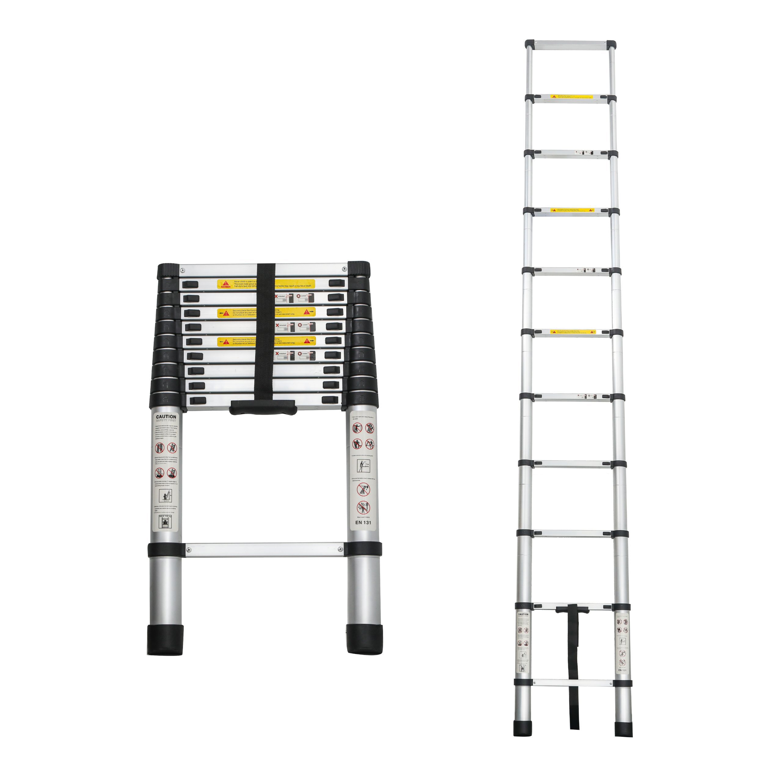 Telescoping Ladder 10.5FT, Telescopic Extension Ladder, Aluminum Alloy Folding Ladder Portable Multi-Purpose for Indoor Outdoor Work, Heavy Duty 300 lbs Load - Image 3