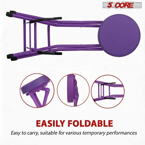 5Core Guitar Stool 3.15" Padded Chair Foldable Heavy Duty Music Seat Built In Foot Rest Guitar Stand - Image 3
