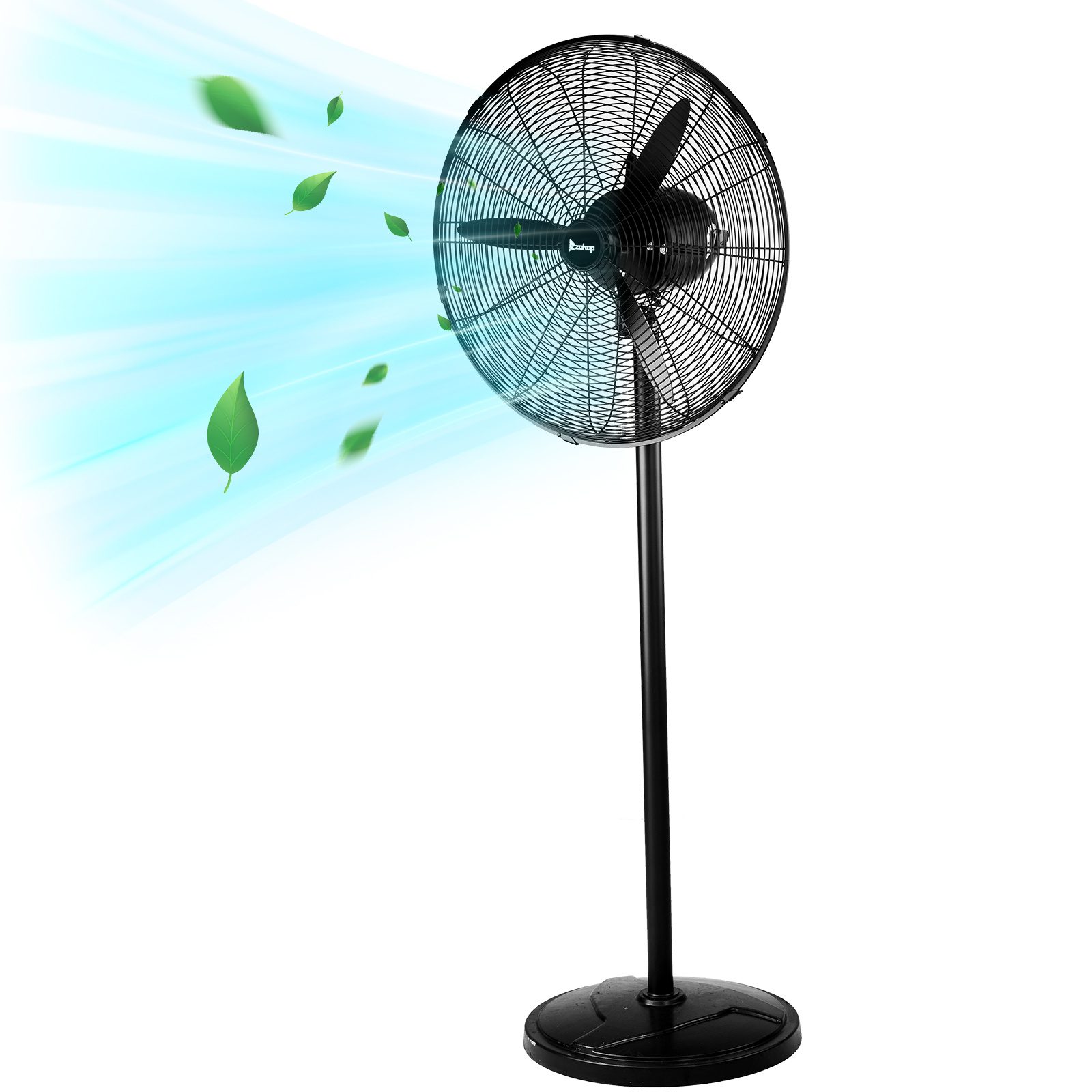 20 Inch Oscillating Pedestal Floor Fan, 5000 CFM High Velocity Standing Fan With BLDC Copper Motor, 4 Speeds Adjustable Height & Tilt Aluminum Blades Metal Industrial Fan For Garage Workshop Comm - Image 2