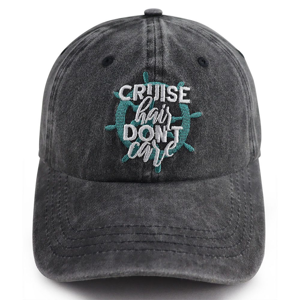 2pcs Cruise Washed Baseball Cap For Women, Cruise Hair Care Embroidery Ship Wheel Vintage Hat, Nautical Vacation Cruise Accessory - Image 2