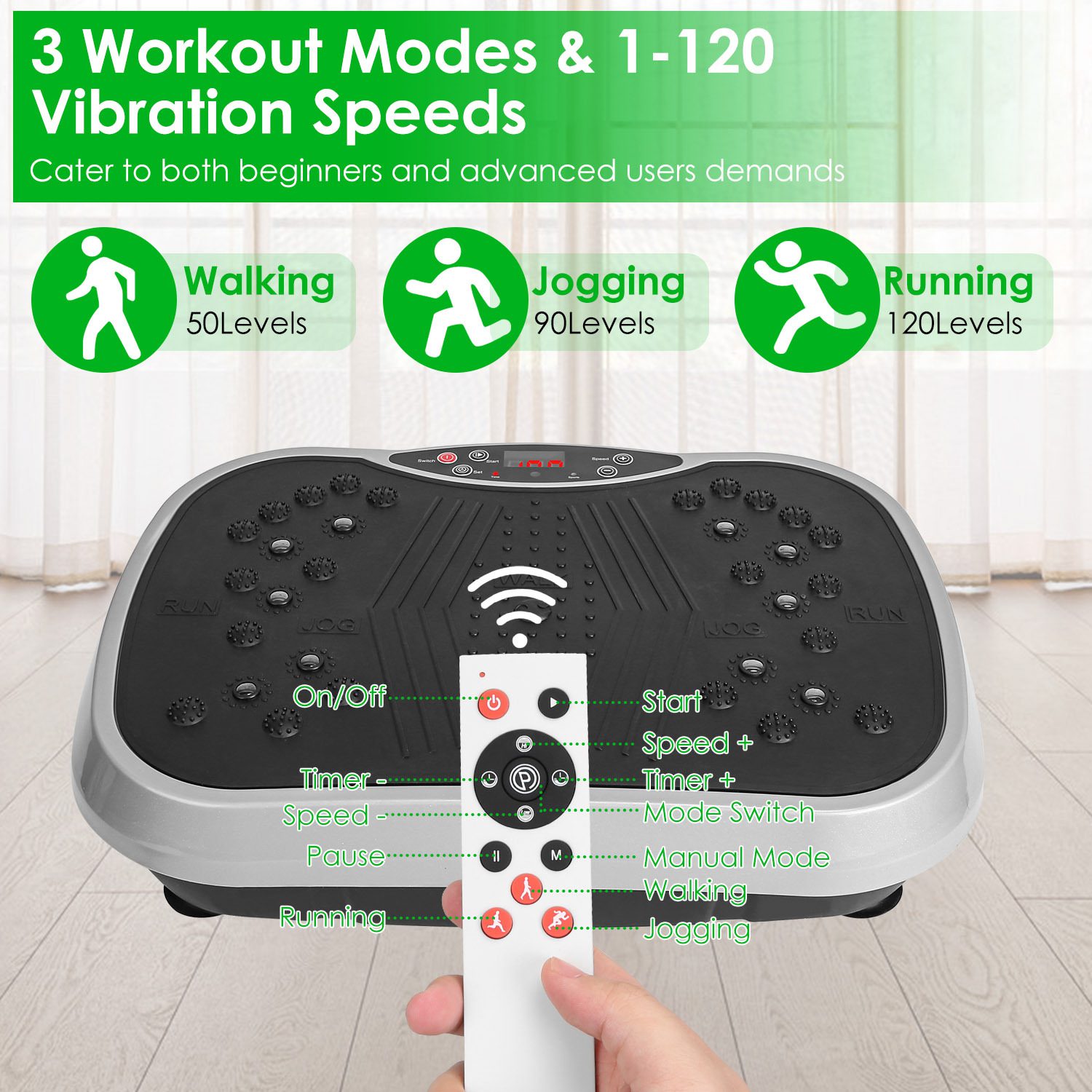 1Pc Vibration Exercise Machine With Resistant Bands For Spring Summer Fitness Remote Control Whole Body Vibration Platform Workout Equipment Home Fitness Training Equipment For Weight Loss Fat Burner - Image 7