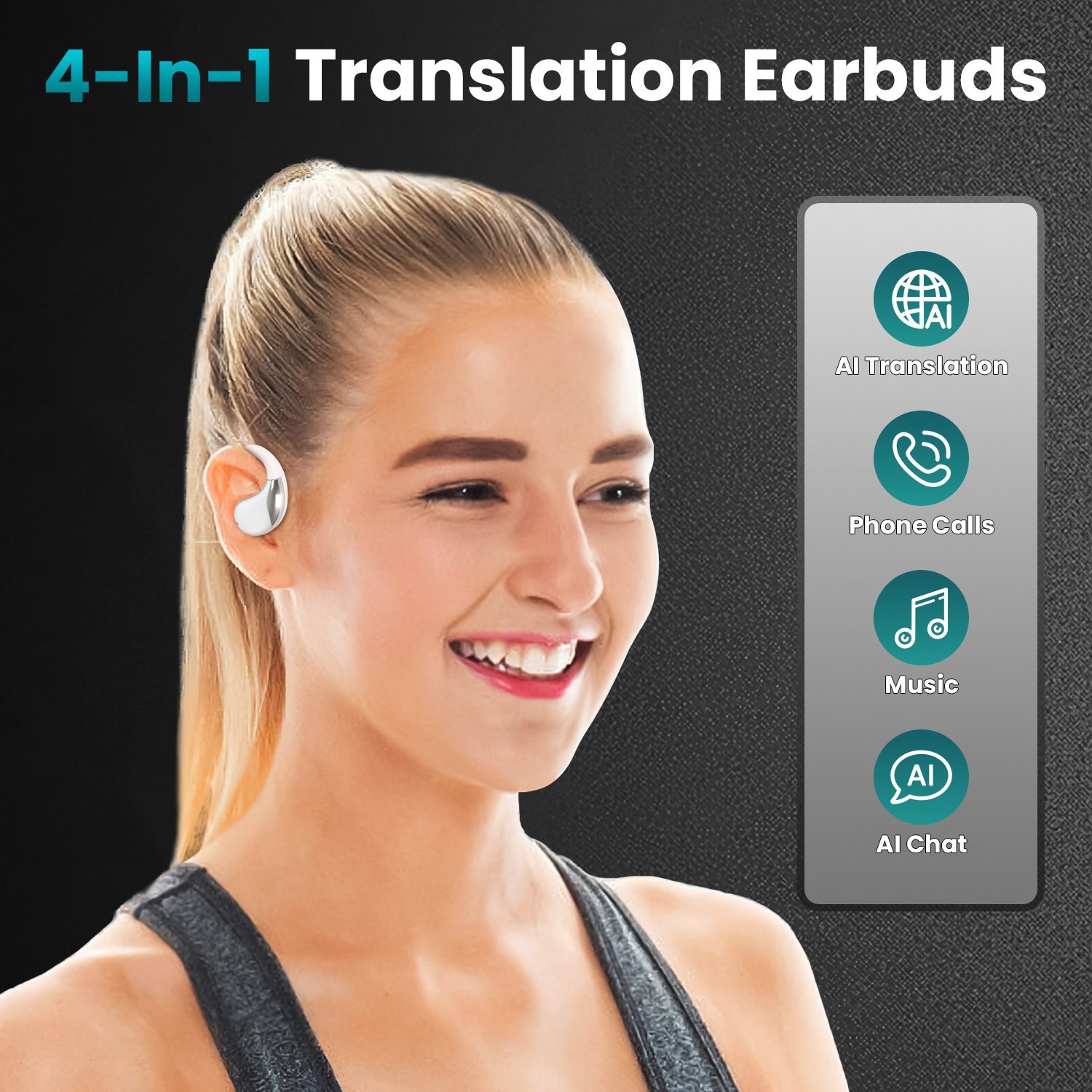 Open-Ear AI Translation Earbuds 165-Language Real-Time AI Headphone Wireless 5.4 Translating Earbuds With Charging Case For Travel Meetings Language Learning - Image 6