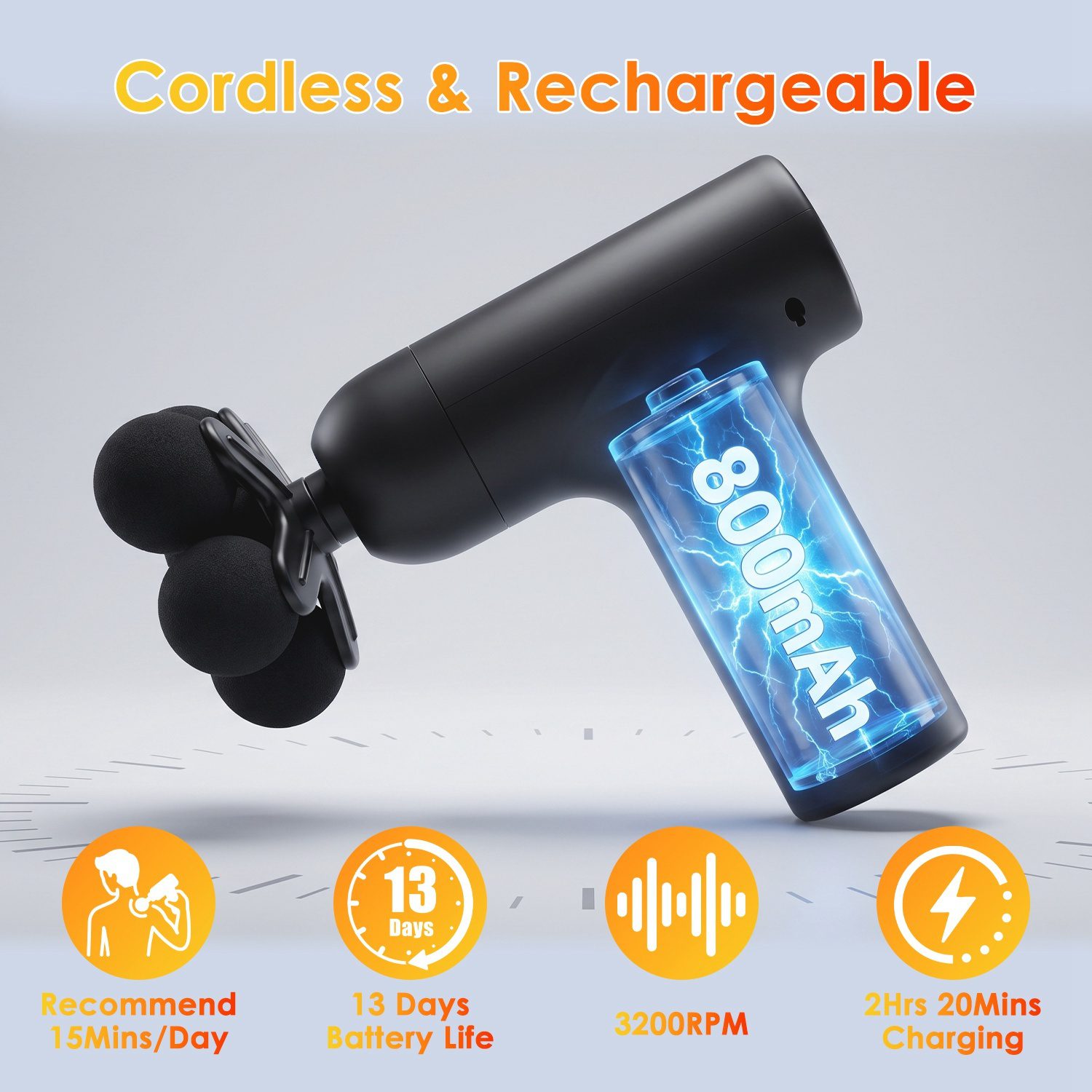 Portable Mini Massage Gun Deep Tissue Percussion Massager With 6 Speeds 5 Interchangeable Massage Heads Muscle Massager For Athletes Office Gym Travel - Image 6