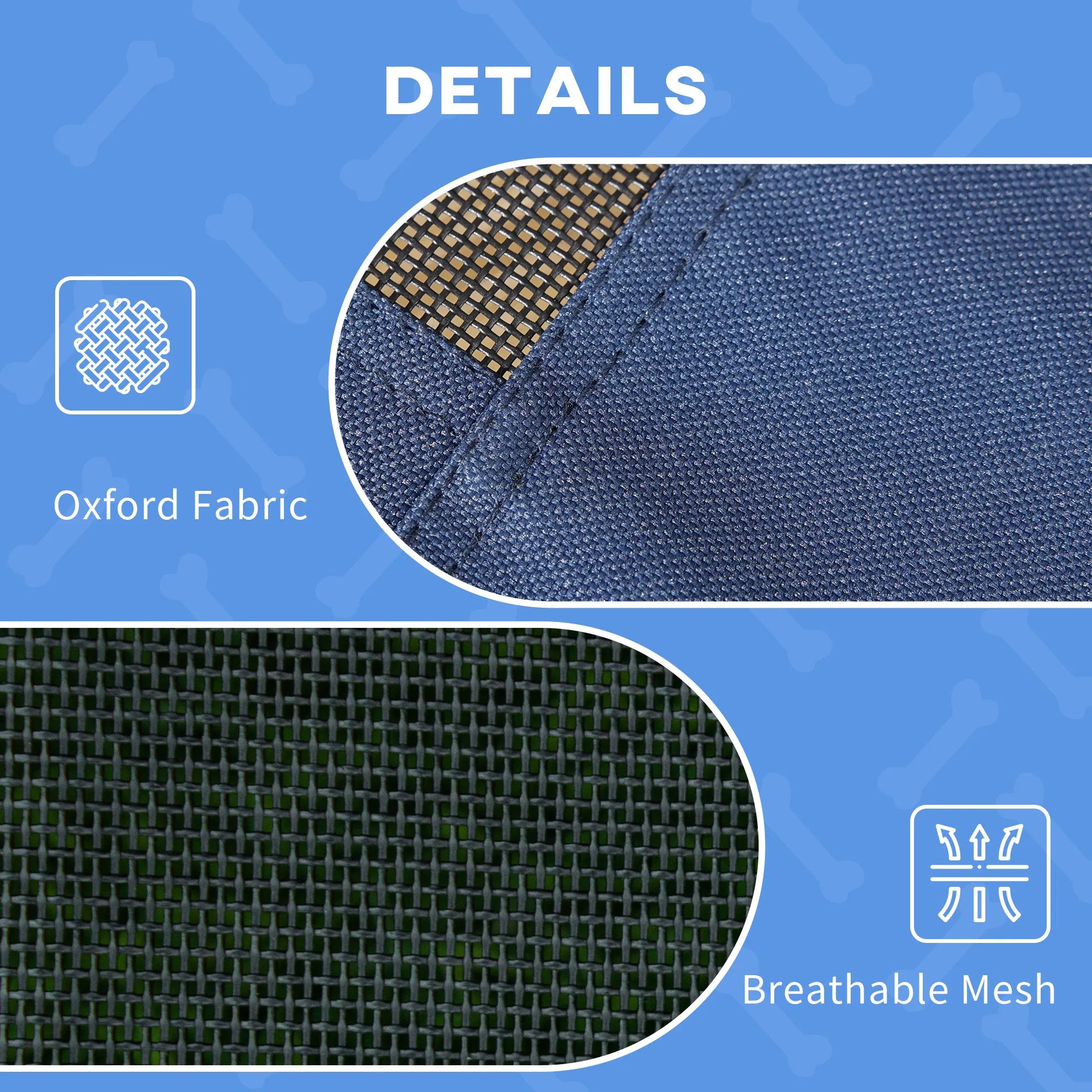 Elevated Dog Bed with Canopy, Portable Raised Dog Cot for L Sized Dogs, Indoor & Outdoor, 36" x 30" x 35", Dark Blue - Image 4