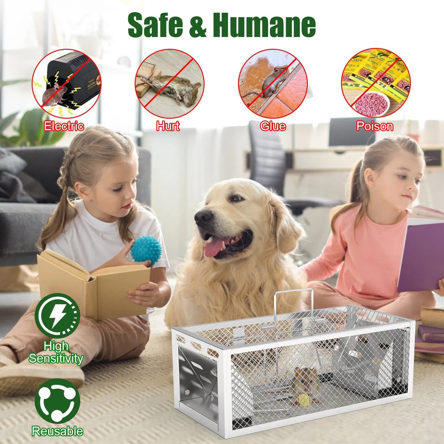 2Pcs Humane Mouse Trap Cage - Dual-Door Design for Continuous Catching, Heavy-Duty Galvanized Iron - Safe, Portable, Indoor/Outdoor Use, Quick 3-Second Setup - Image 9