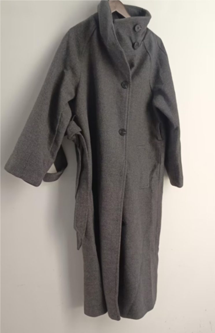 Women's Stand Collar Belt Overcoat Coat - Image 8