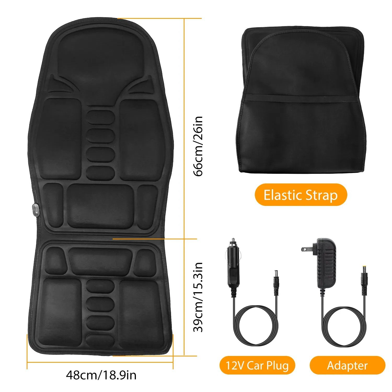 Back Massager Cushion Electric Massage Car Seat Cushion Chair Pad w/ Heating Function 8 Vibration Modes 3 Intensity Levels - Image 9