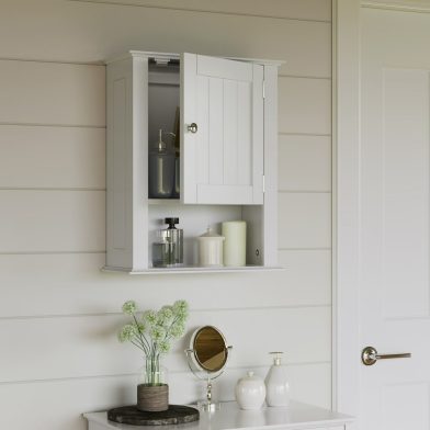 1-Door Bathroom Medicine Cabinet And Laundry Wall Storage Shelf - White