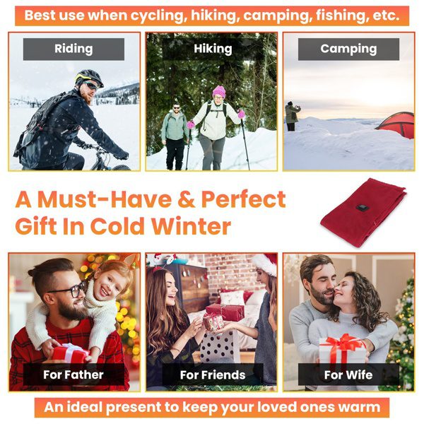 Heated Neck Wrap Warm Heated Scarf USB Powered With 3 Temperature Modes Soft Skin-Friendly Washable Scarf For Winter Camping Fishing - Image 5