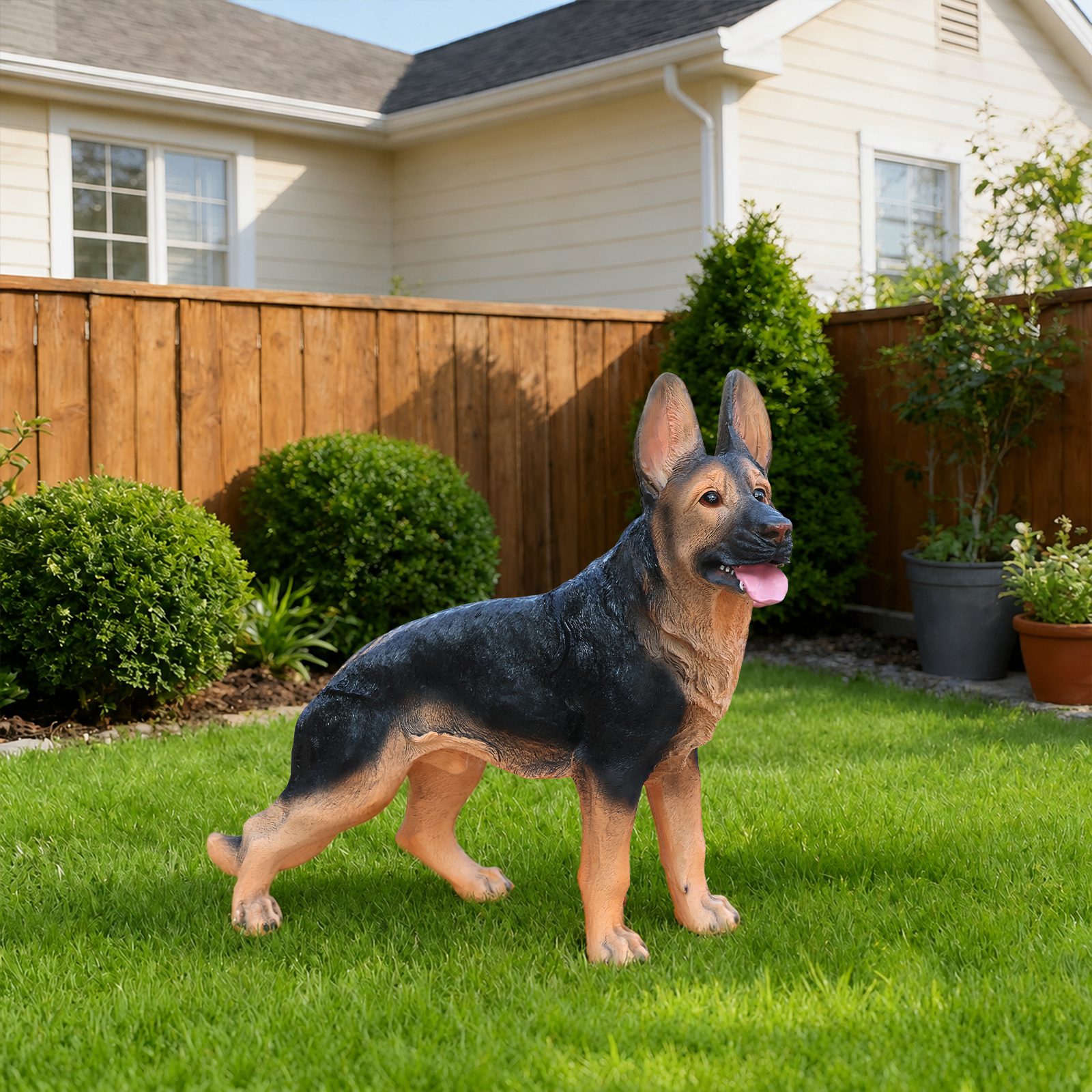 Outdoor German shepherd Dog Statue Greeter Garden Decor – Cute Puppy Sculpture for Yard Porch New Year Gift - Image 3