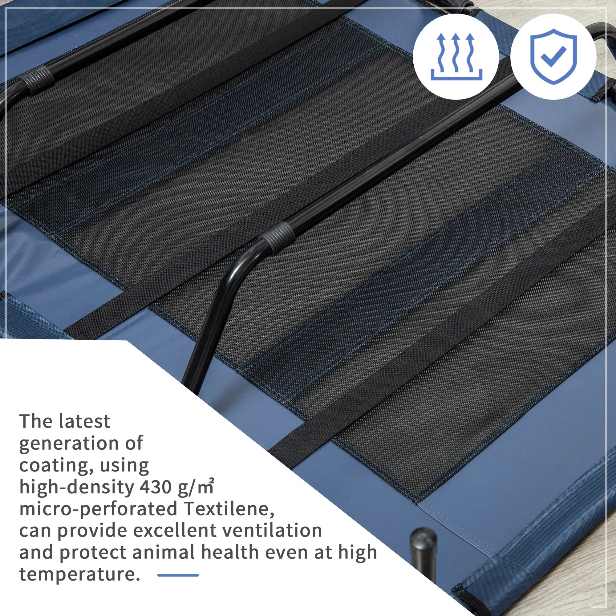 48" X 36" X 9" Elevated Pet Bed with Carrying Bag, Dark Blue - Image 4