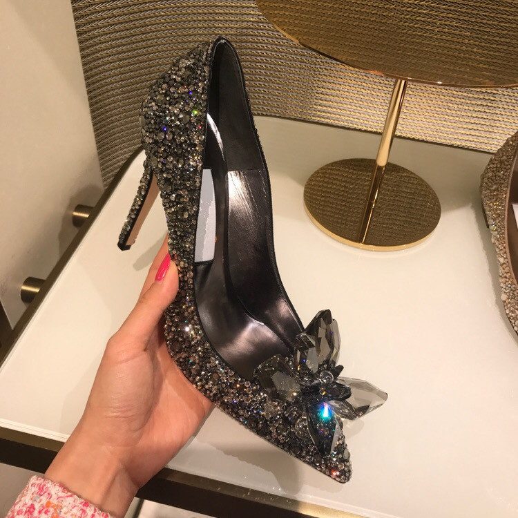 Women's Fashion Casual Pointed Toe Rhinestone High Heels - Image 3