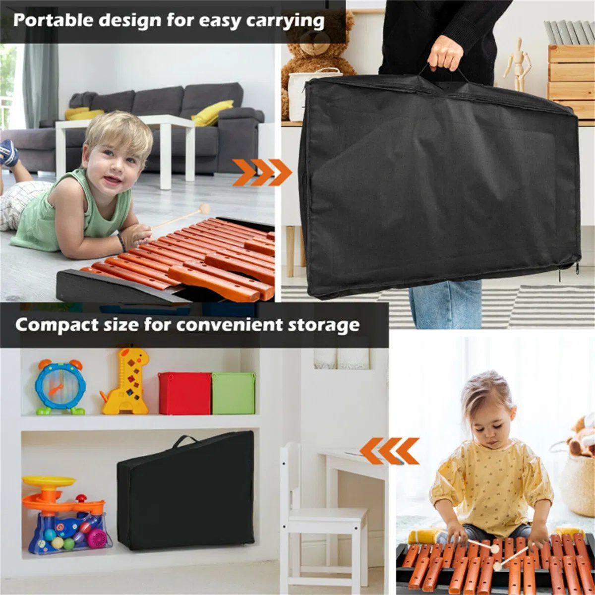 25 Notes Xylophone with 2 Mallets & Carrying Bag, Hardwood Pine Wood Brown Black for Beginners Adults - Image 10