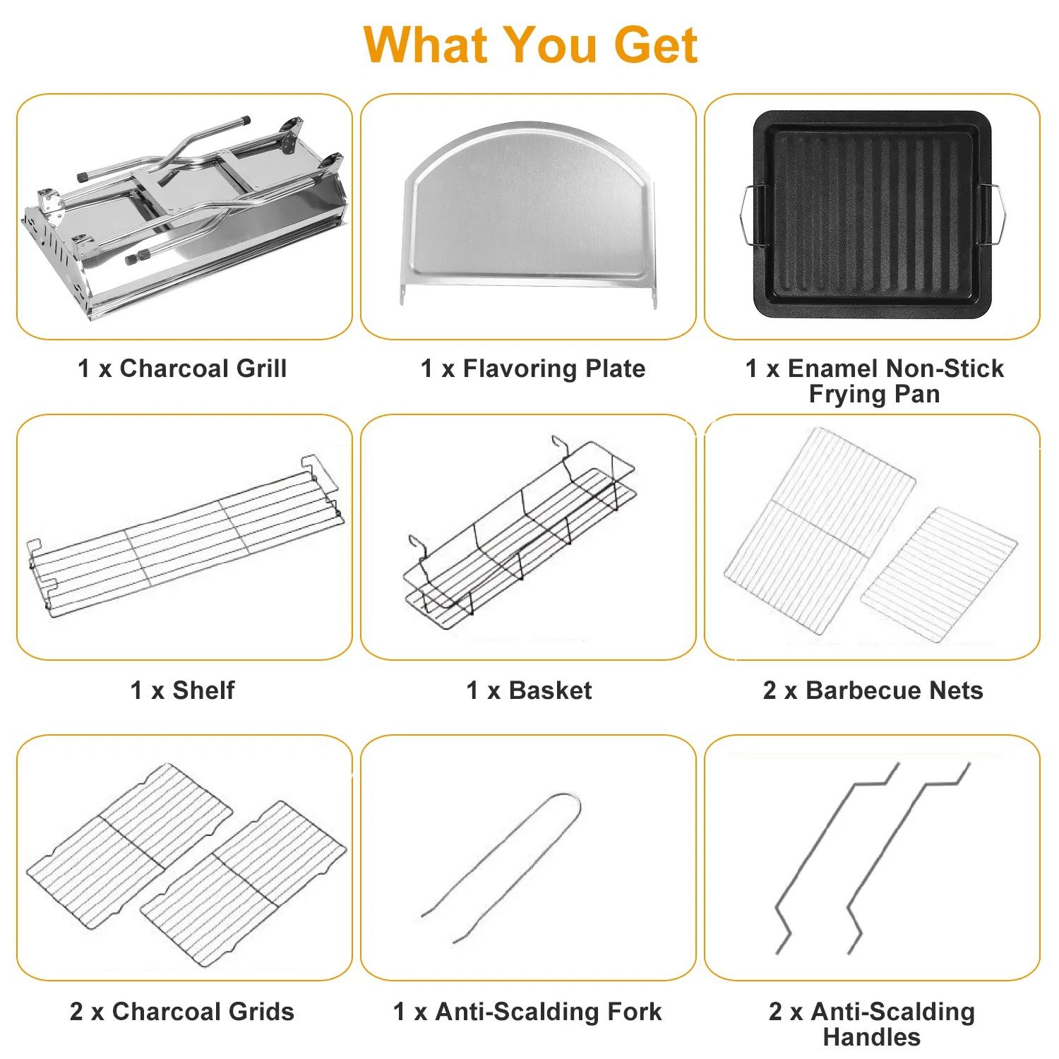 Foldable BBQ Grill Portable Charcoal Barbeque Grill Stainless Steel BBQ Grill For Picnic Camping Backyard Cooking - Image 7