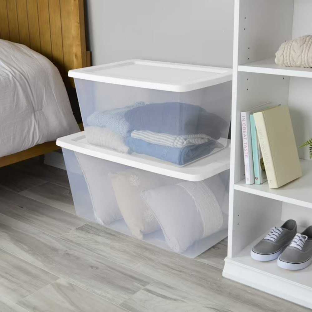 58 Quart Storage Box, Clear Plastic Storage Bin With Snap-on Lid, White, 8 Pack Shipment From Walmart - Image 5