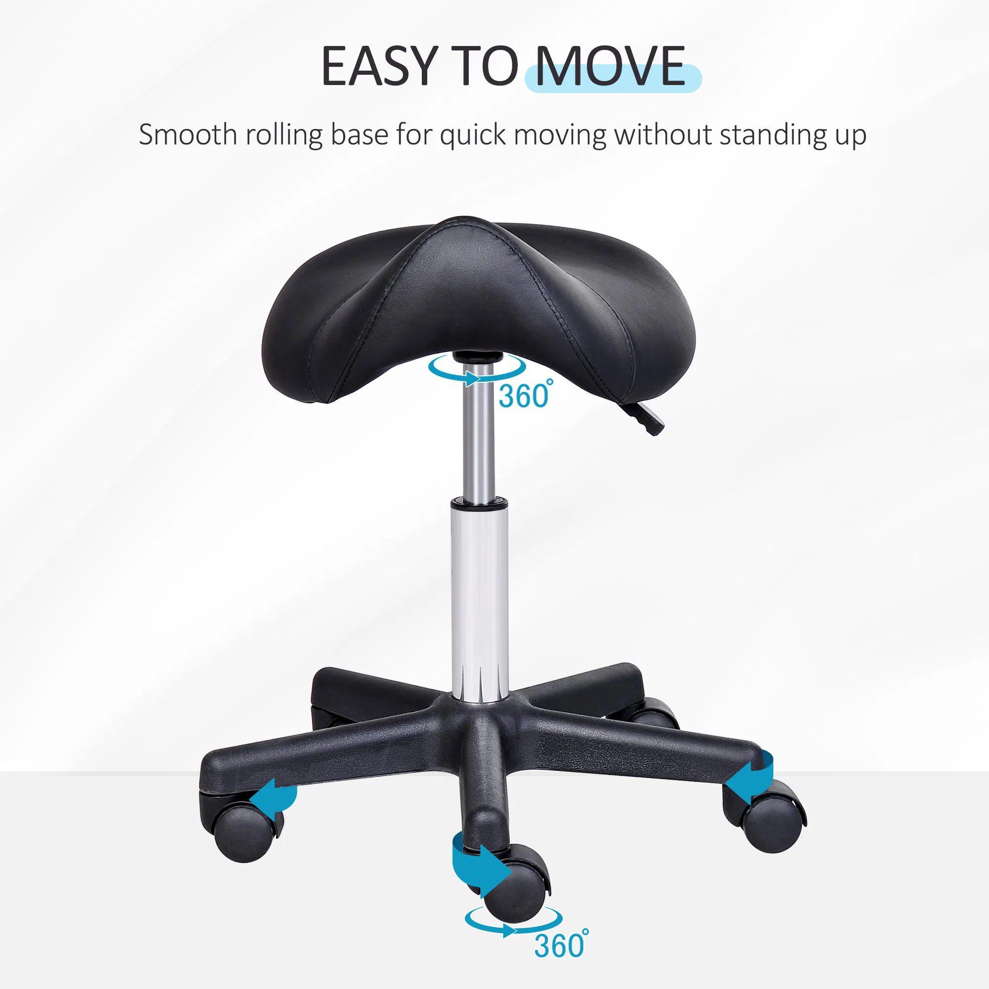 Hydraulic Swivel Salon Stool Adjustable Massage Facial Spa Beauty Saddle Chair Black - Image 4