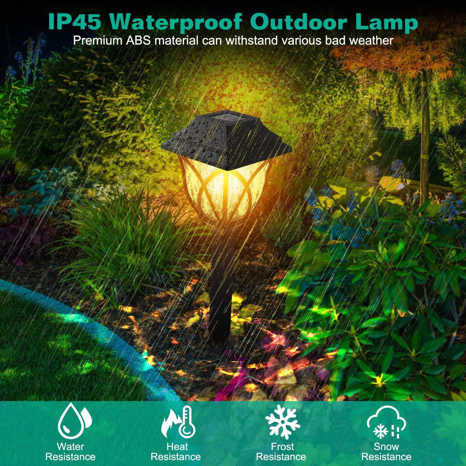 6Pack Solar Powered Stake Light Outdoor Decorative Landscape Lamp IP45 Waterproof Auto On Off Outdoor Light for Pathway Garden Yard Patio - Image 10