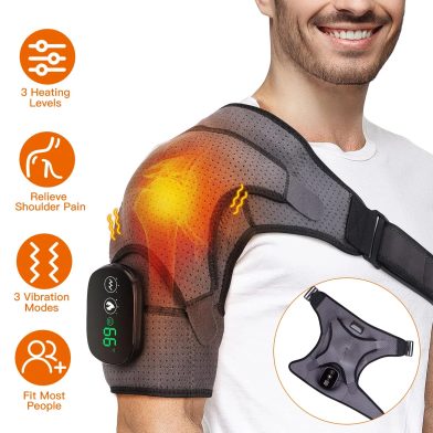 45-75 Heated Shoulder Massager  Pain Relief Shoulder Massager With 3 Heating Levels 3 Vibration Modes USB Rechargeable Auto-Off Universal Fit Gift For Parents Friends