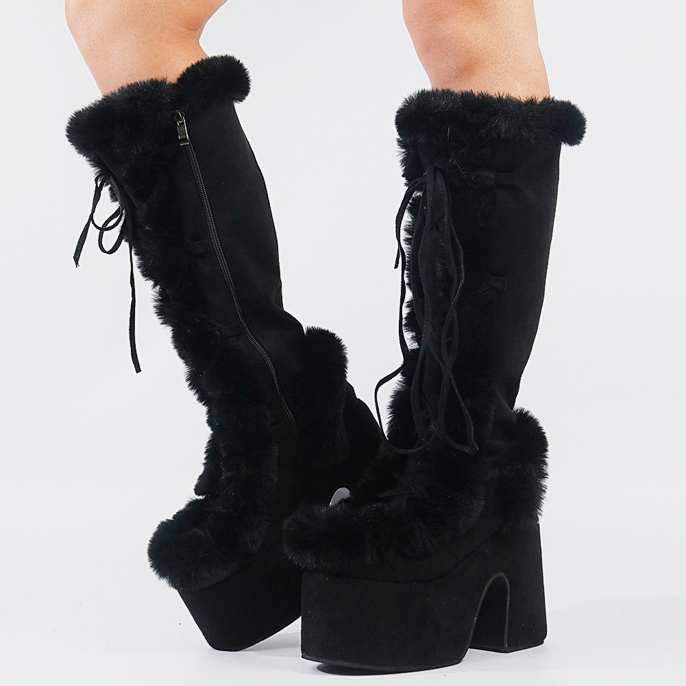 Platform High Heel Women's Mid Tube Boots - Image 3