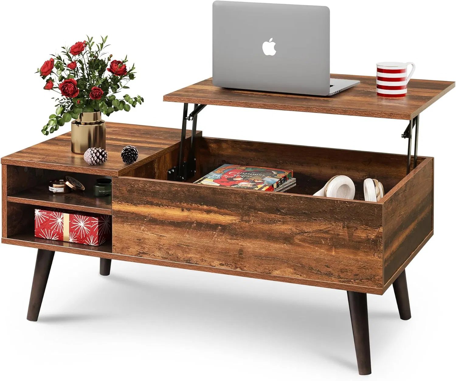 Elevating Coffee Table And Coffee Table with Hidden Compartments on The Tabletop, Dining Table with Open Compartments, Suitable for Living Rooms, Offices, And Apartments - Image 9