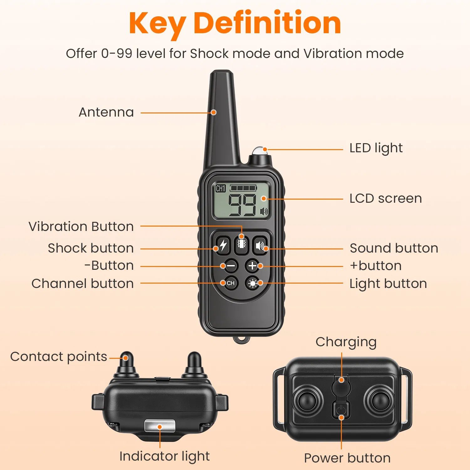 Dog Training Collar with Remote Rechargeable Dog Training Collar IP68 Waterproof with 4 Training Modes 3 Channels for Medium and Small Dogs - Image 9