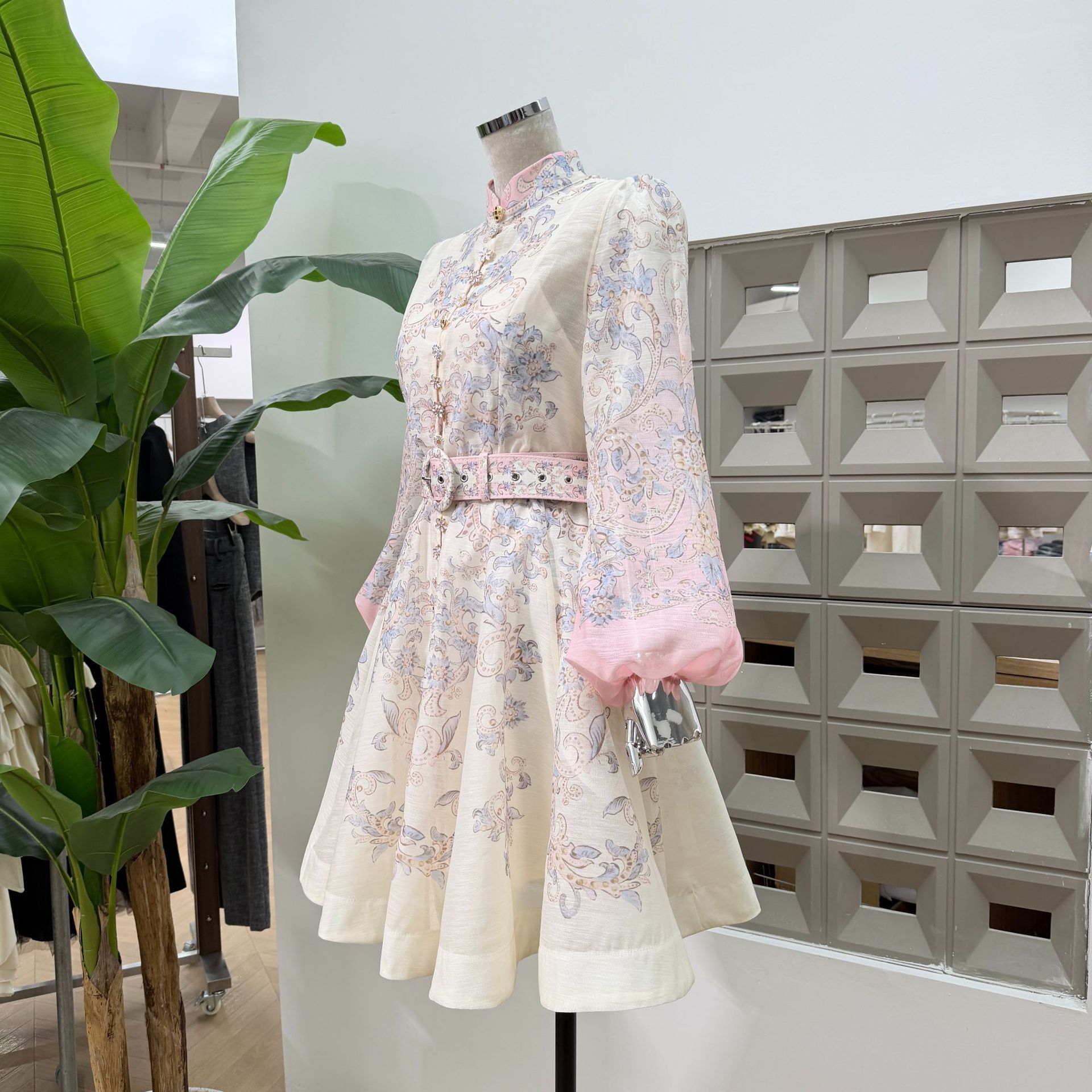 Printed Gradient Mid-Length Button-Front A-Line Dress - Image 3
