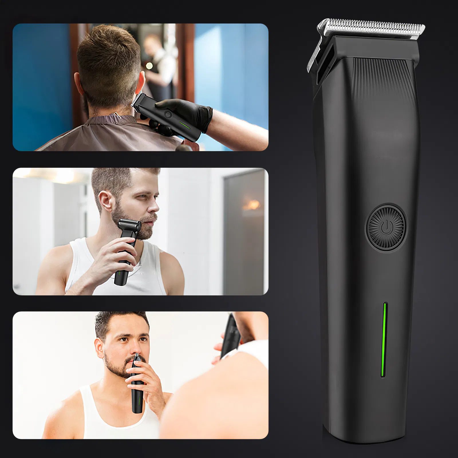 Beard Trimmer, 3 in 1 Hair Clippers and Mens Grooming Kit, Face, Nose, Ear Hair Trimmer - Black - Image 2