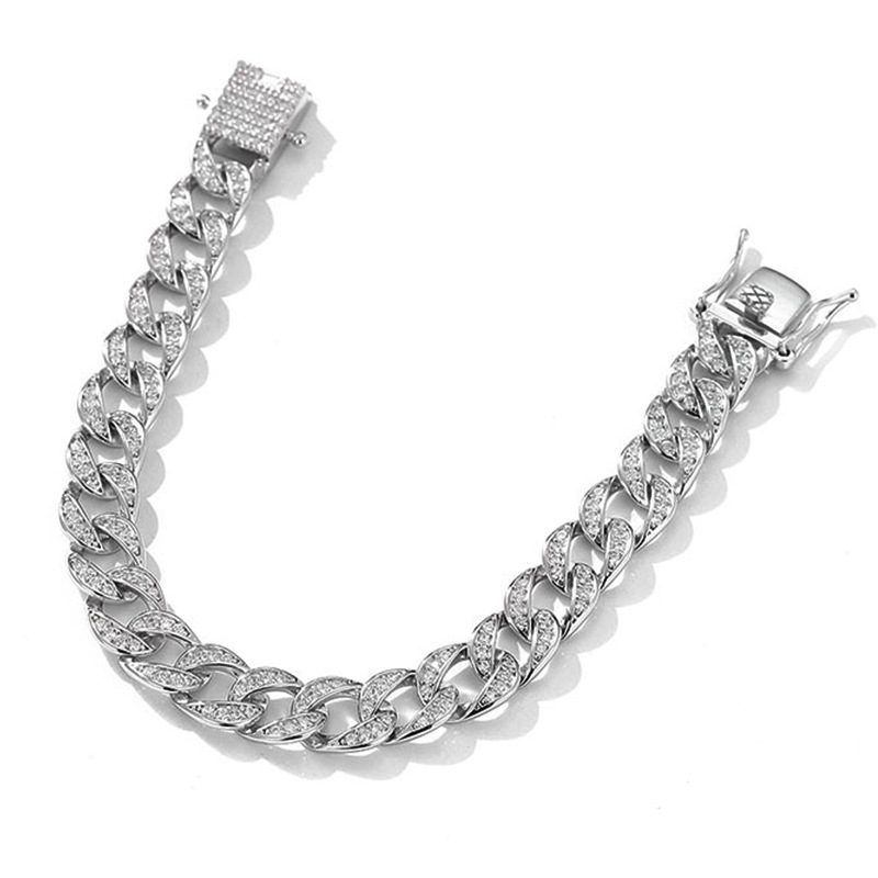 Sterling Silver Moissanite Cuban Link Chain Bracelet Full Diamond - Image 4