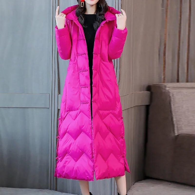 Knee-length Chinese-style Retro Frog-button Coat - Image 4