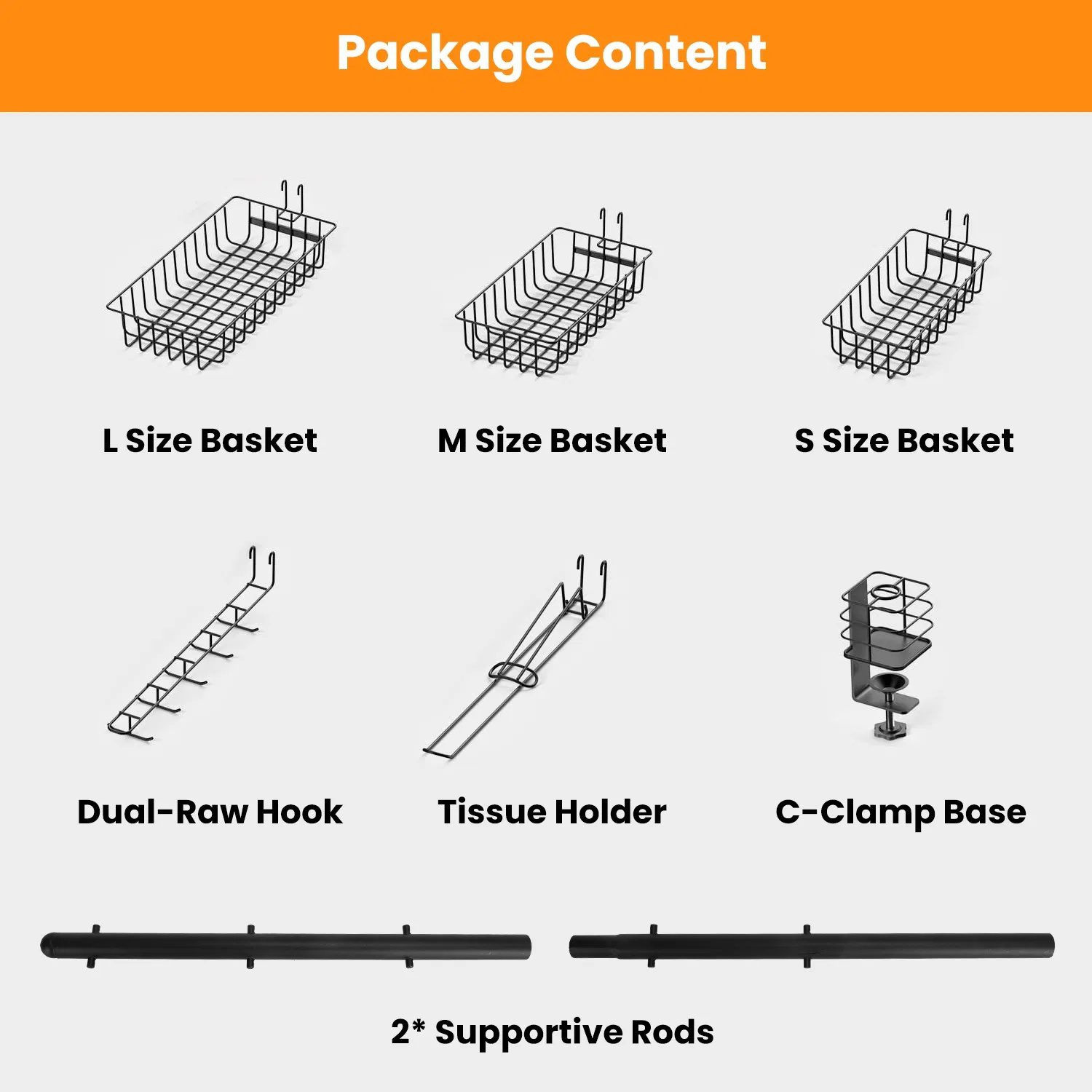 Outdoor BBQ Griddle Caddy Organizer, Multi-Size Storage Baskets & 10 Hanging Hooks, Wind Resistant Paper Towel Holder, Heavy-Duty Rustproof Rack for Camping Picnic - Image 5