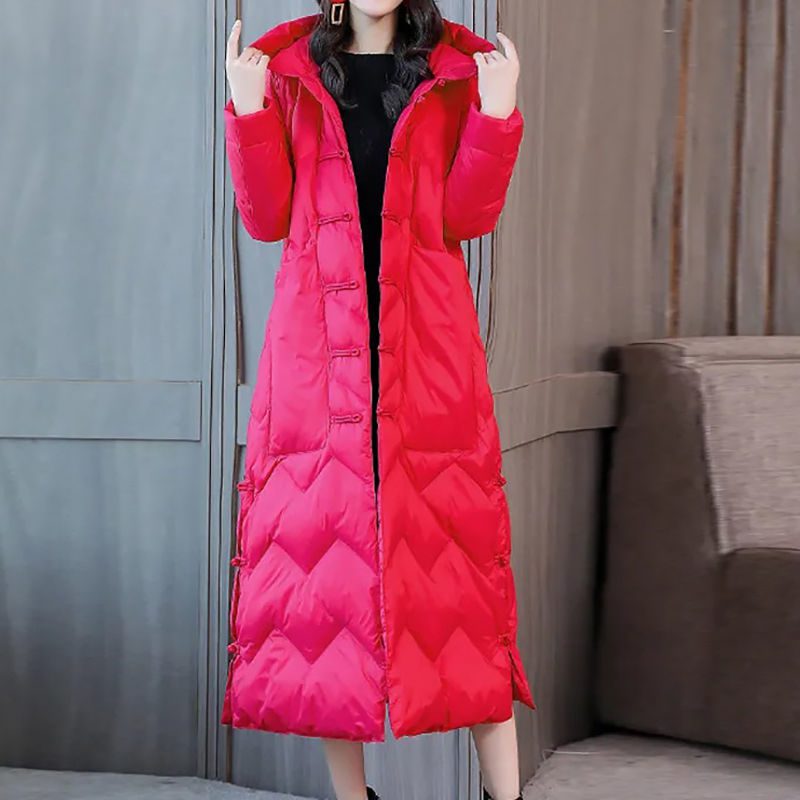 Knee-length Chinese-style Retro Frog-button Coat - Image 5