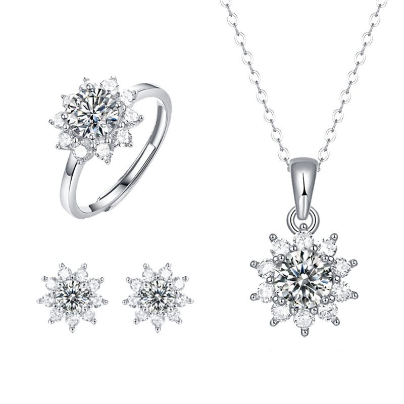 925 Silver Ring Holder Jewelry Ornament First Snow Series Goddess Necklace Suit - Image 2