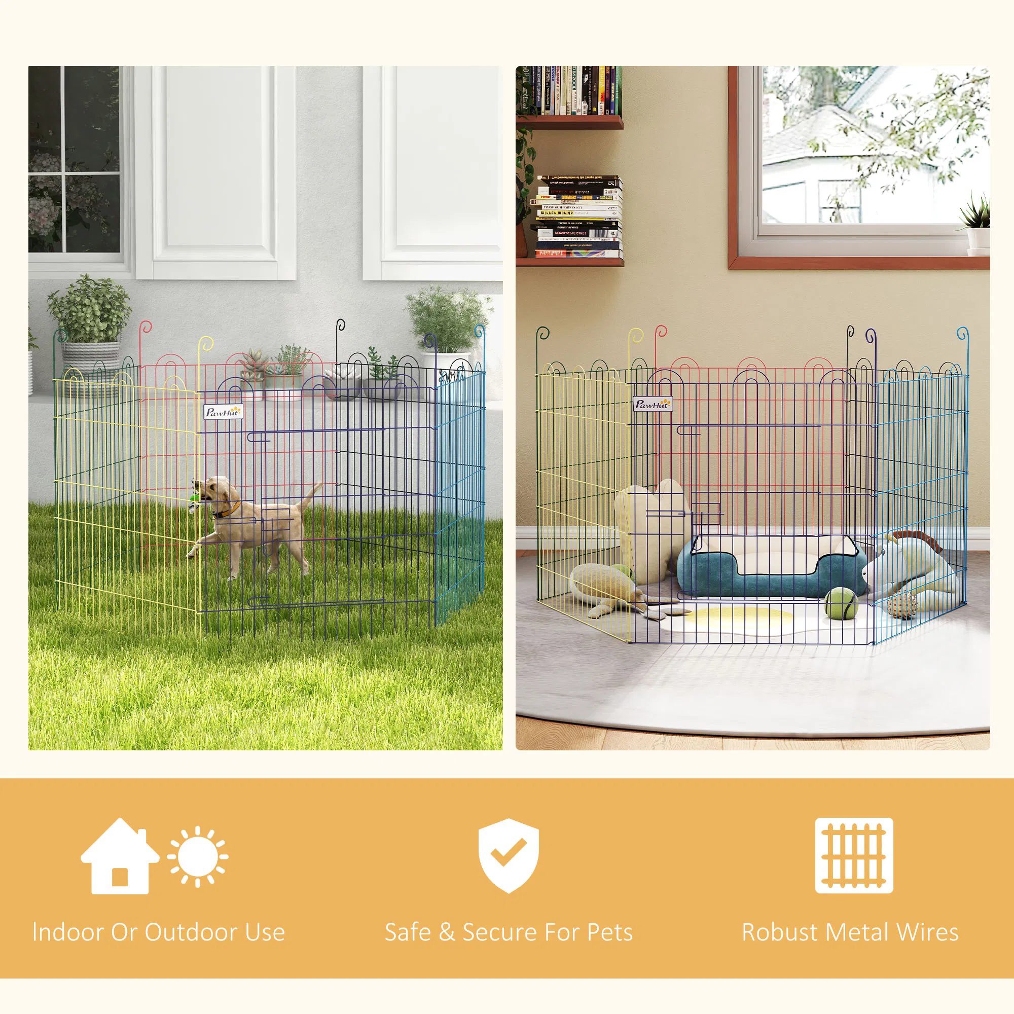 Metal Pet Playpen Portable Hexagon Dog Exercise Fence Multi-colored - Image 6