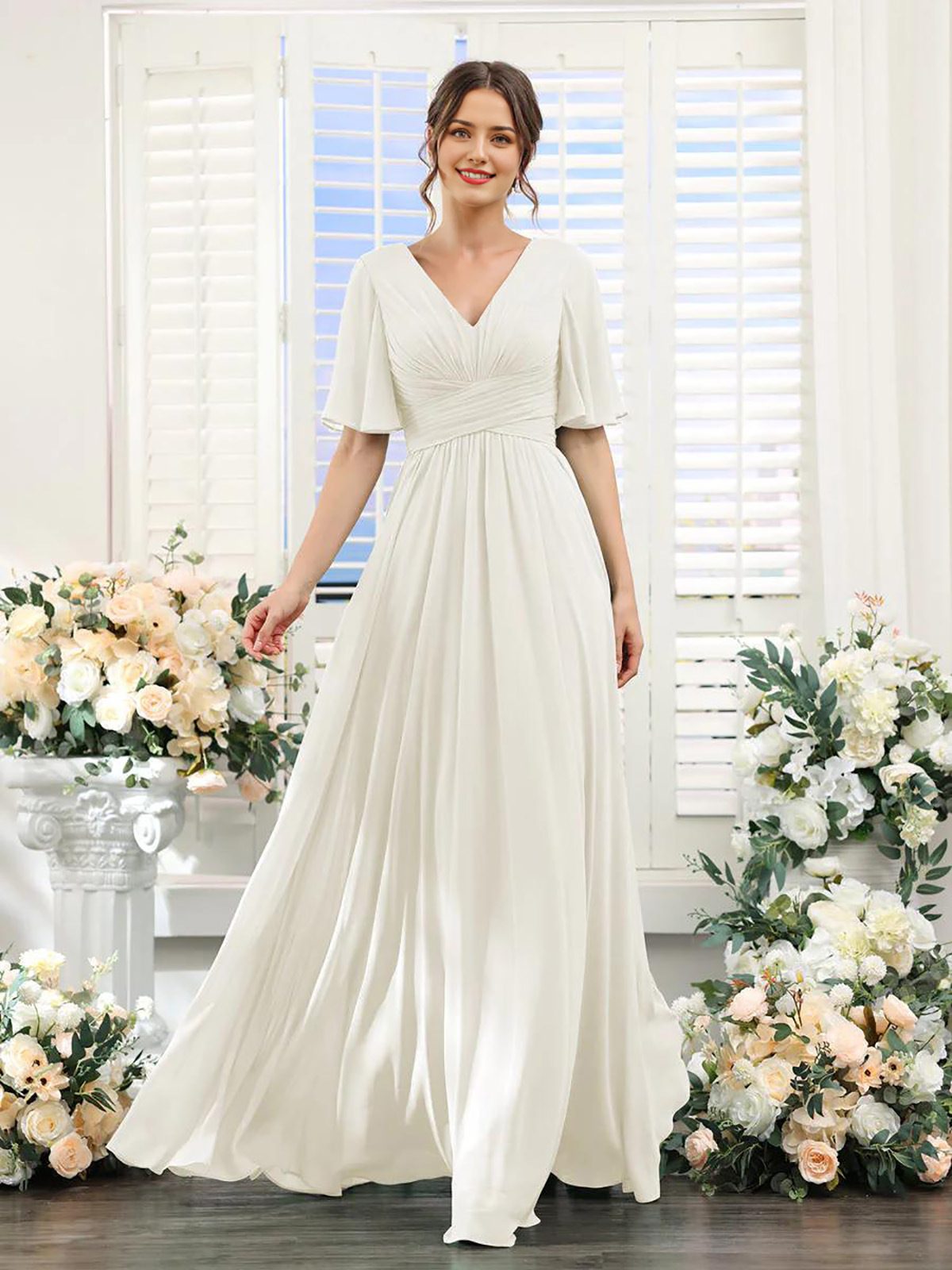 Split Mixed Satin Banquet Evening Long Dress - Image 7