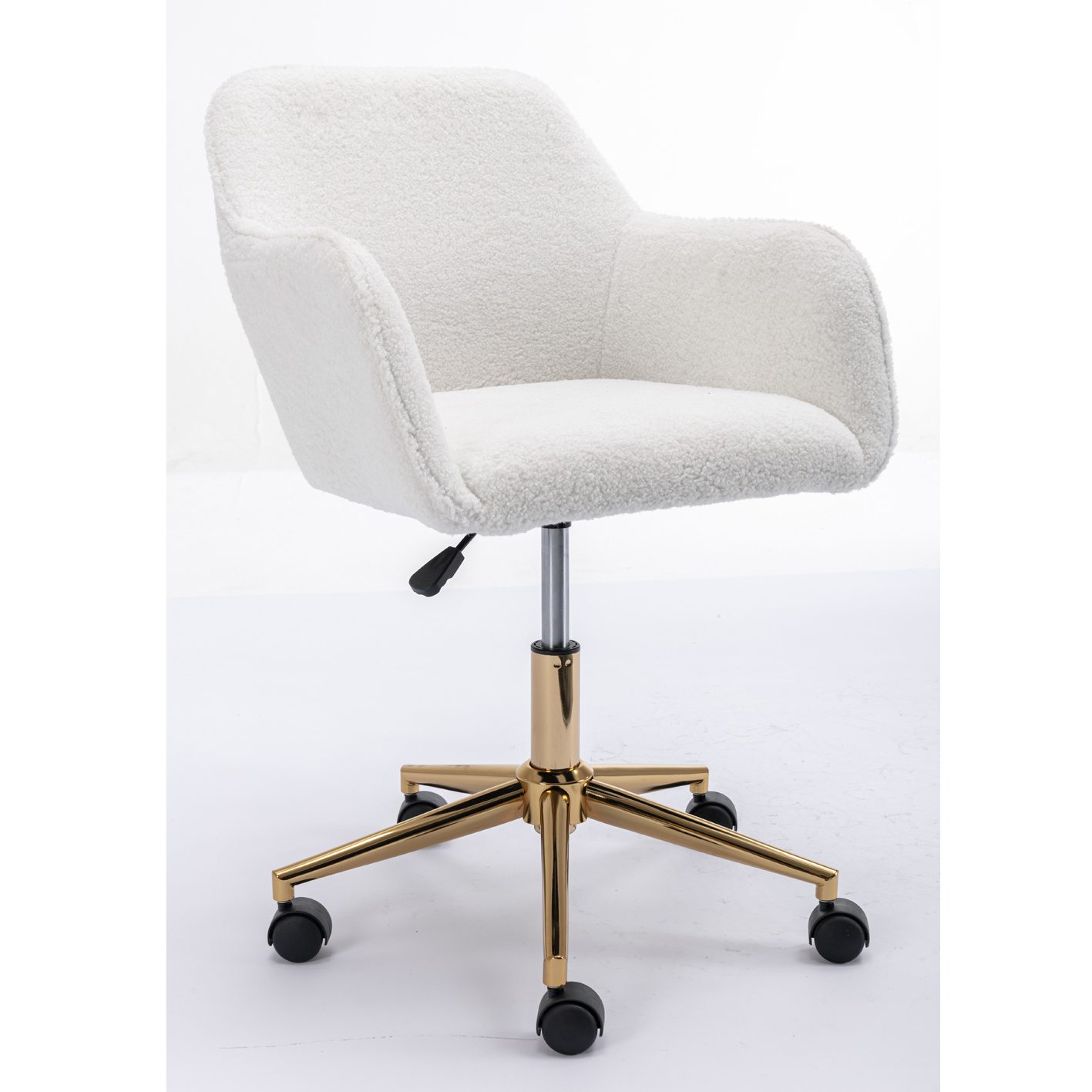 Modern Teddy Fabric Adjustable Height 360 Revolving Home Office Chair With Metal Legs - Image 3