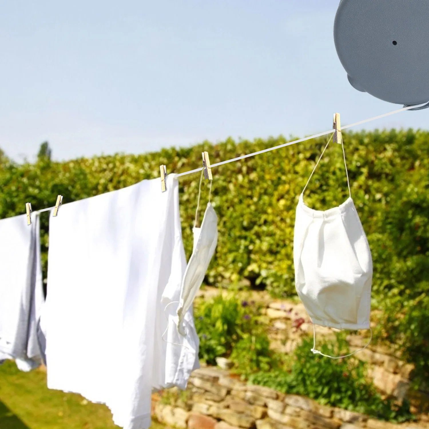 Retractable Clothesline Outdoor 49FT PVC Automatic Washing Dryer Cord Easy Hanging Rope - Image 7