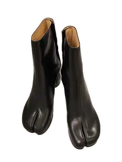 Split Toe Boots Women's Horseshoe High Heel Ankle Boots Pig Mid-leg Boots - Image 7